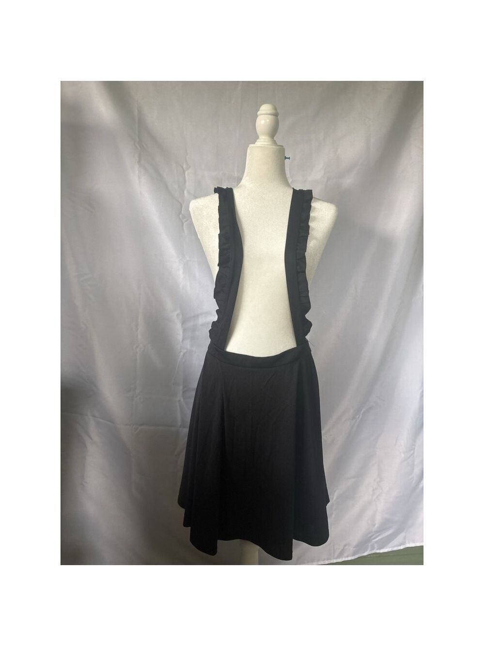 SHEIN Curve 3XL Black Pinafore Overall Dress Ruffle Straps Skater Mini ✨✨✨